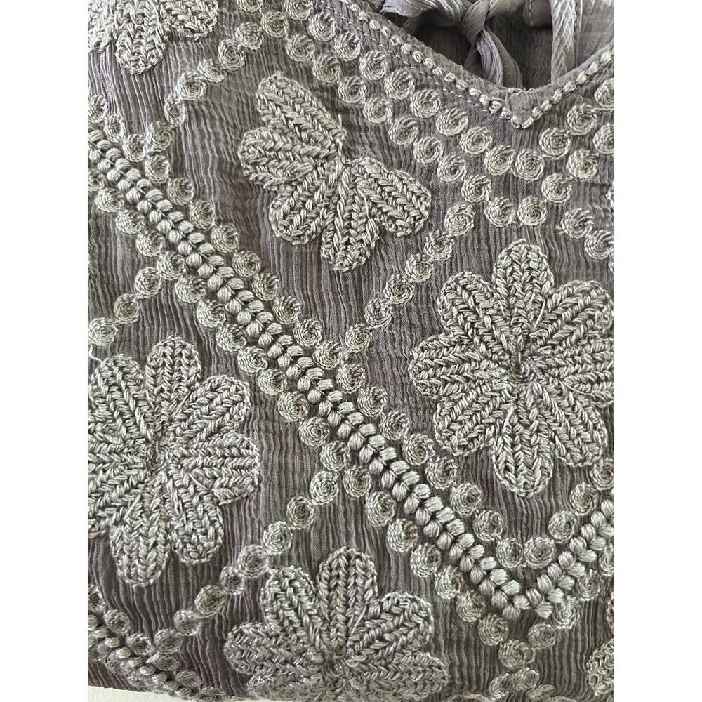 Sundance Sheer Small Boho Dress Embroidery Lavender Plum Cover-Up Beach Crinkled - Picture 8 of 10